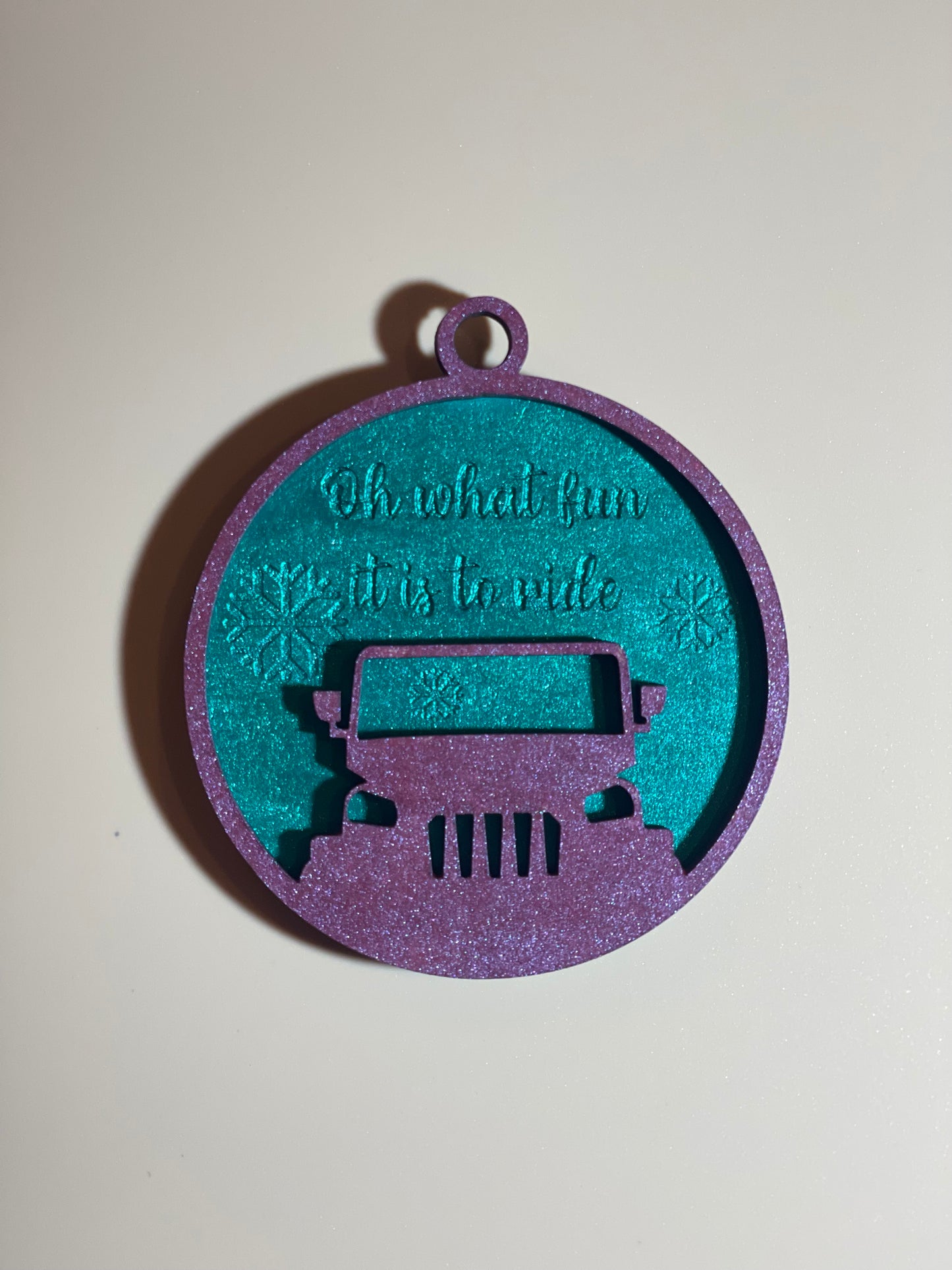 Jeep Christmas Tree Ornament "Oh What Fun It Is To Ride"